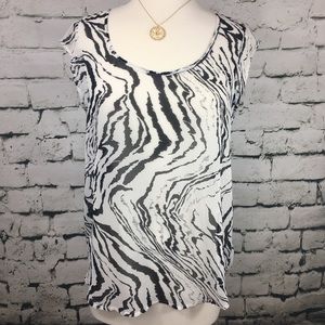 Daniel Rainn High Low Hem Zebra Print Top Size M